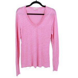 Elan Linen Top Womens S Bubblegum Pink Girly Elevated Basic Preppy Barbie Staple